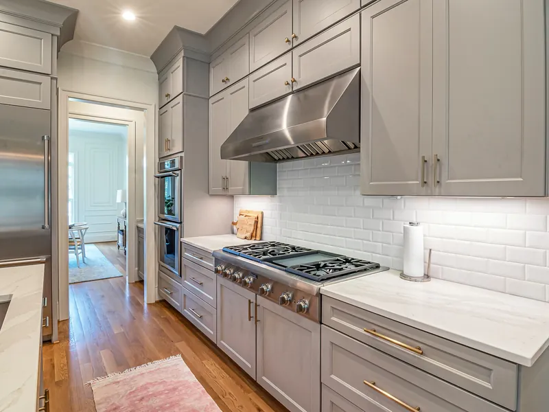 Custom gray Shaker kitchen cabinets in Greenville, SC